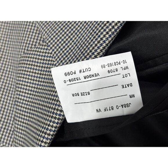 Stafford Mens Blazer Suit Jacket 50R Poly Wool Houndstooth 2 Button Sport Coat - Picture 7 of 8